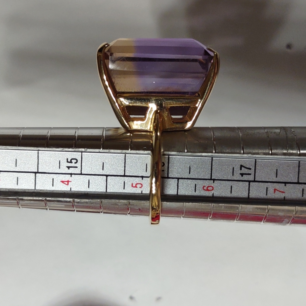Ametrine ring 14kt yellow gold Large Statement Ring - Picture 10 of 17